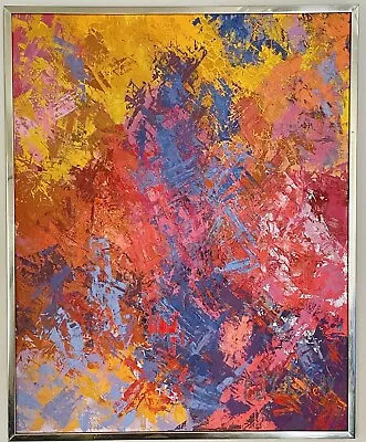 Original Signed MCM Vintage Abstract Expression Textured Painting E. Mitchell #2 • $1980
