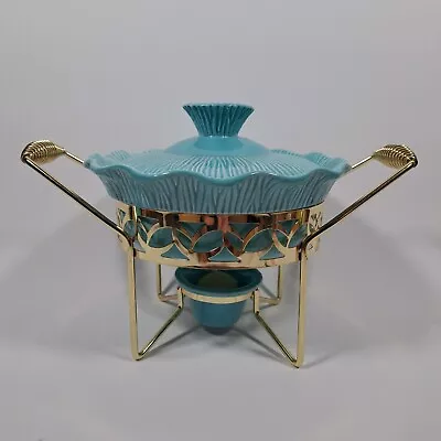 1950s Miramar California Pottery Covered Ovenproof Casserole 644 W/Stand &Votive • $49.99