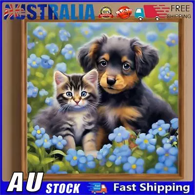 AU 5D DIY Full Round Drill Diamond Painting Cat Dog Kit Home Decoration 30x30cm • $9.79
