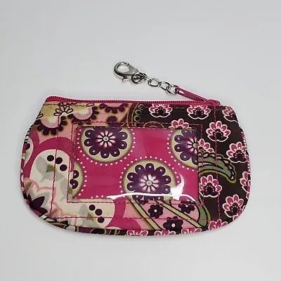 Vera Bradley Plum Pink Pinwheel Identification ID Coin Wallet Purse Clip Small • $8.95