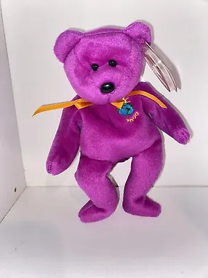 1999 TY Beanie Baby Millennium “Millenium” Bear Retired With Tag Errors - MINT • $25