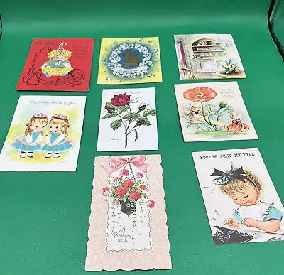 Vintage Birthday Greeting Cards Lot Of 8 Unused 1950s/1960s Retro Crafts Kitsch • $12