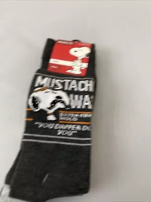 HYP Snoopy Mustache 2 Pair Pack Men’s Novelty Crew Socks Size 10-13 New AR209 • $12.99