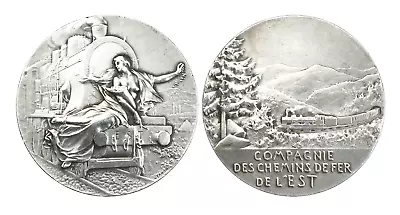 O866 France Silver Art Nouveau Medal C1900 By Vernon Train Tunnel Railroad • $199.99