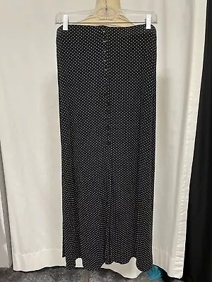 Briggs New York Skirt Womens Size Large Black Maxi Long Pull On Black Polka Dot • $7.15