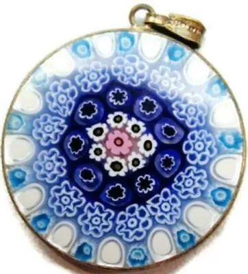 Mozaic Translucent Blues For Necklace Charm 925 Vintage Sterling Silver Pendant • $107.99
