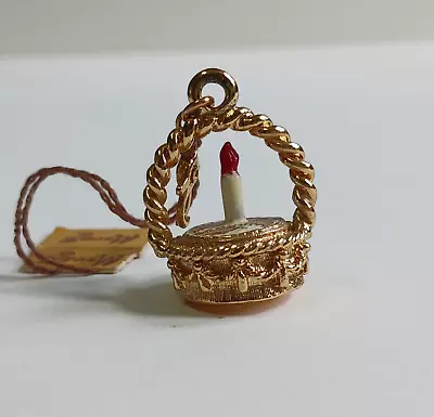 New Vintage Monet 1960s Happy Birthday Cake Candle Gift Basket Gold Tone Charm • $35