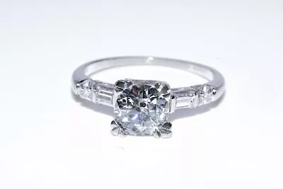 $9900 1.13ct Antique Art Deco Natural Euro Cut Diamond Platinum Engagement Ring • $323