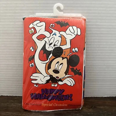 Vintage Disney Mickey Mouse With Ghost Double Sided Pillowcase Happy Halloween!! • $24.99