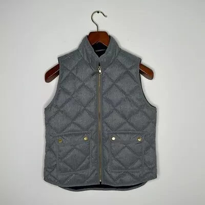 J Crew Women’s Size Petite M Gray Puffer Vest Fill Zip Sleeveless Front Pockets • $42.99