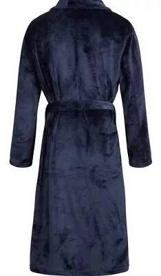 Eddie Bauer Mens' Plush Bathrobe Soft Fleece Spa Bath Robe Pockets Navy Sz S/M • $39.99