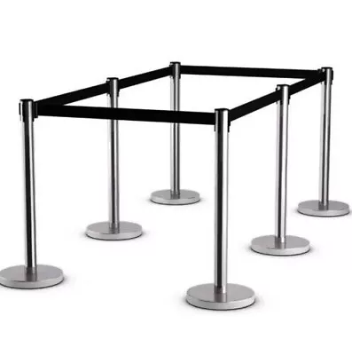 £69.99 • Buy 6 Pcs Belt Stanchion Queue Rope Barrier With Retractable Belt Crowd Control