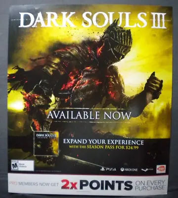 Dark Souls III 3 Retail Video Game Store Promotional Promo Display Poster Sign • $59.99