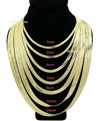 Men Herringbone Chain 14K Gold Finish 4mm To 14mm 16  18  20  24  30  Necklace • $11.99