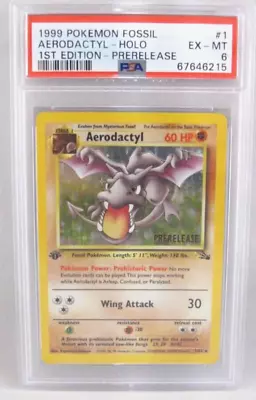 $70 • Buy PSA 6 Aerodactyl #1 Holo 1st Edition Pokemon 1999 Fossil Prerelease  Promo