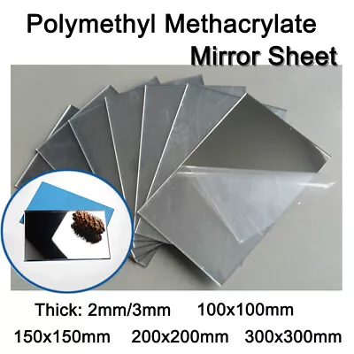 Polymethyl Methacrylate Mirror Plate Thickness 2mm 3mm Silver Mirror Sheet Board • £63.54