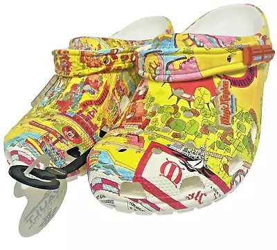 Disney Parks World Map Crocs Adult M9 W11 Clogs Monrail Shoes Slippers Yellow • $61.91
