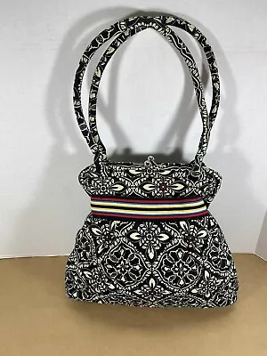 Vera Bradley Barcelona Satchel/Shoulder Bag With Kisslock Black/White • $27.95