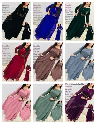 £16.79 • Buy Ethnic Gown Pakistani Indian Wedding Party Wear Dress Bollywood Suit Anarkali