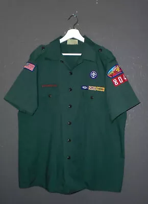 BOY SCOUTS Of America Exploring Uniform Shirt BSA #8049 Vtg Green USA Mens XL • $31.99