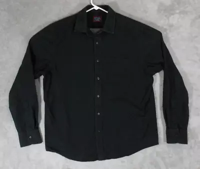 Untuckit Shirt Chamois Men's Large Button Up Long Sleeve Cotton Black Casual • $19.75