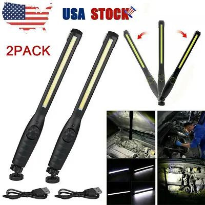 2x Rechargeable COB LED Slim Work Light Lamp Flashlight Magnetic Inspect Torch • $15.28