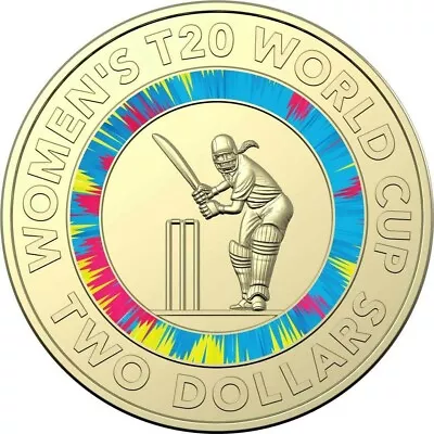 2020 $2 Icc Womens T20 World Cup Cricket Australia Coloured Two Dollar Coin Circ • $5.95