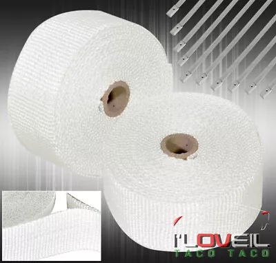 30Ftx2 X1.5mm Heat Wrap Sheild Cover Pipe Turbo Super Charger White • $32.99