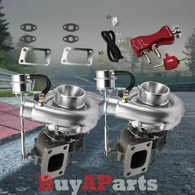 Vband T3/T4 Twin Turbochargers W/ 8PSI Internal Wastegate + Boost Controller Red • $425.49