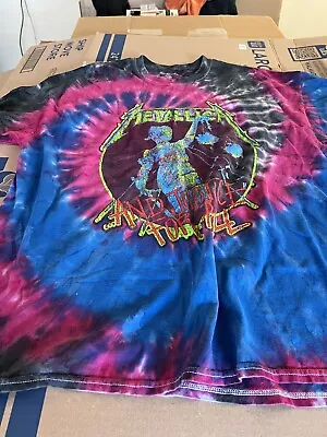Metallica T Shirt XL Tie Dye Blue Black Magenta And Justice For All • $13