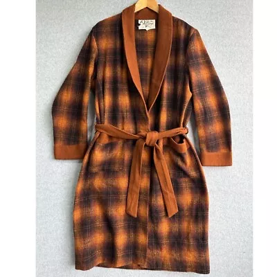 Onkaparinga Robe Mens Medium Brown Check Wool Blend Vintage Dressing Gown • $39.14