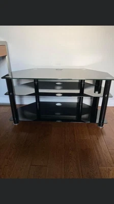 £0.99 • Buy Black Glass Corner 3 Three Shelf Tier TV Stand Unit Cabinet For Upto 50 Inch TVs