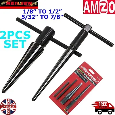 2Pc Taper Reamer Set - Deburring Enlarging Aligning Holes In Cast & Sheet Metal • £8.79