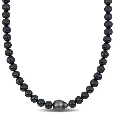 Amour Sterling Silver Men's FW Black Pearl & Tahitian Baroque Pearl Necklace • $166