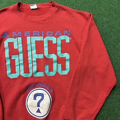 Vintage Guess Sweatshirt Mens XL Red 80S 90S USA MADE Hip Hop Logo Sweater • $29.99