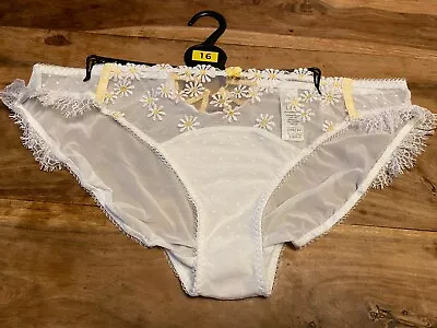 Marks & Spencer M&S Boutique Damaris High Leg Knicker Daisy White Yellow UK 16 • £3.99