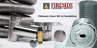6 X 15' Flexible Chimney Liner Tee Kit W/ Insulation A+ BBB Rating • $740