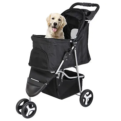 3-Wheel Pet Stroller Foldable Dog Stroller Cart Jogging Stroller W/Cup Holder  • $52.58