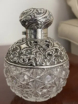 £129 • Buy Victorian Silver Mounted Cut Glass Scent Bottle Birm 1898 12cms