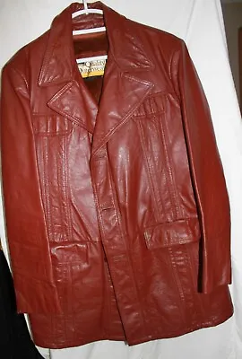 Vintage Montgomery Ward Lined Leather Coat 46 Long • $65