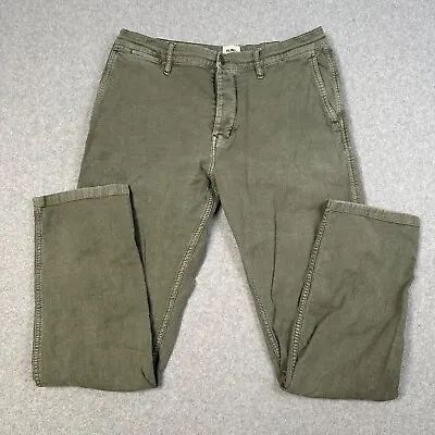 Flint And Tinder Pants Mens 32x32 Green Slim Button Fly Linen Blend Preppy • $31.99