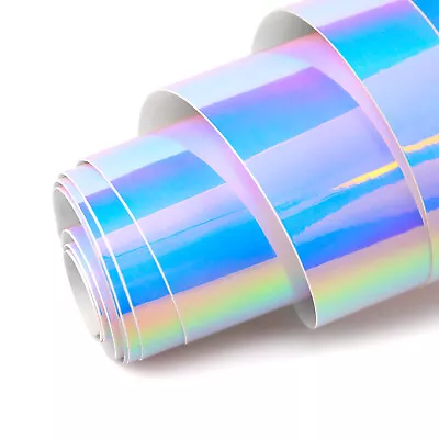 Holographic Adhesive Vinyl 12 X 5/10FT Permanent Vinyl For DecalsStickersLabel • $12.34