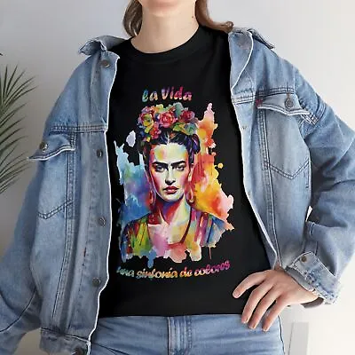 Frida Kahlo  Life Is Color  Unisex Heavy Cotton Tee Express Delivery  • $23.98