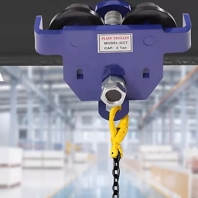 2 Ton/ 4400LBS Capacity Dual Wheels Push Beam Trolley Manual Trolley Hoist Blue • $68