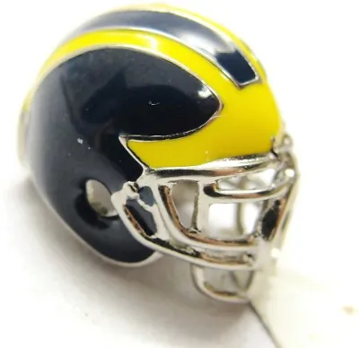 U Of M University Of Michigan Wolverine Football Helmet Bead Charm Blue & Yellow • $27.66
