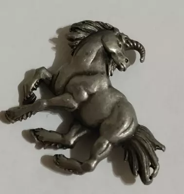 Vintage Mystic Unicorn JJ Pewter Tone Pin Button • $14.99