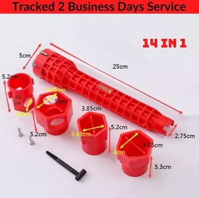 14 In 1 Faucet Sink Basin Installer Pipe Wrench Tap Spanner Multifunction Tools • £6.95