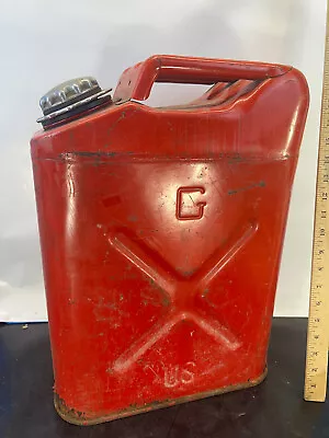 Vintage USMC 5 Gallon Metal Red Jerry Can Jeep Military  G • $49.95