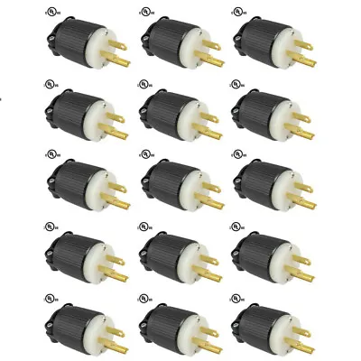 NEMA 5-15P 15A 125V Male Replacement Plug Heavy Duty Nylon Pack Of 15 • $47.95