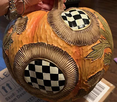 Mackenzie Childs LARGE Woodland Carved Pumpkin New Original Box • $159